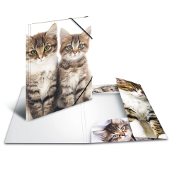Sammel-/Gummizugmappe A3 PP Katze matt