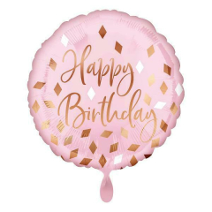 Folienballon "Happy Birthday" rosa