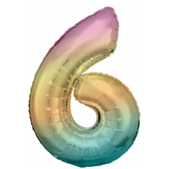 Folienballon 6 Regenbogen pastell