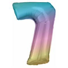 Folienballon 7 Regenbogen pastell