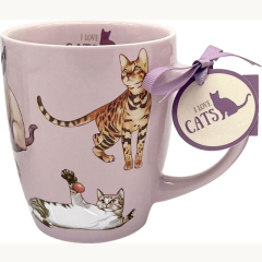 Porzellan-Tasse Katzen - I love cats & dogs