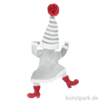 Kletterwichtel. silber mit rot-weiss.