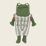 Frosch Schulkind,grün mit Anzug blaucreme gestreift...