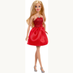 Barbie 80 Jahre Mattel Puppe m. rotem Kleid