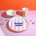 Porzellanset Schulkind Stripes flieder/pink