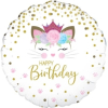 Folienballon Happy Birthday Floral Kitten holo