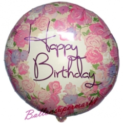 Folienballon Happy Birthday Vintage Floral