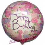 Folienballon Happy Birthday Vintage Floral