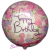 Folienballon Happy Birthday Vintage Floral